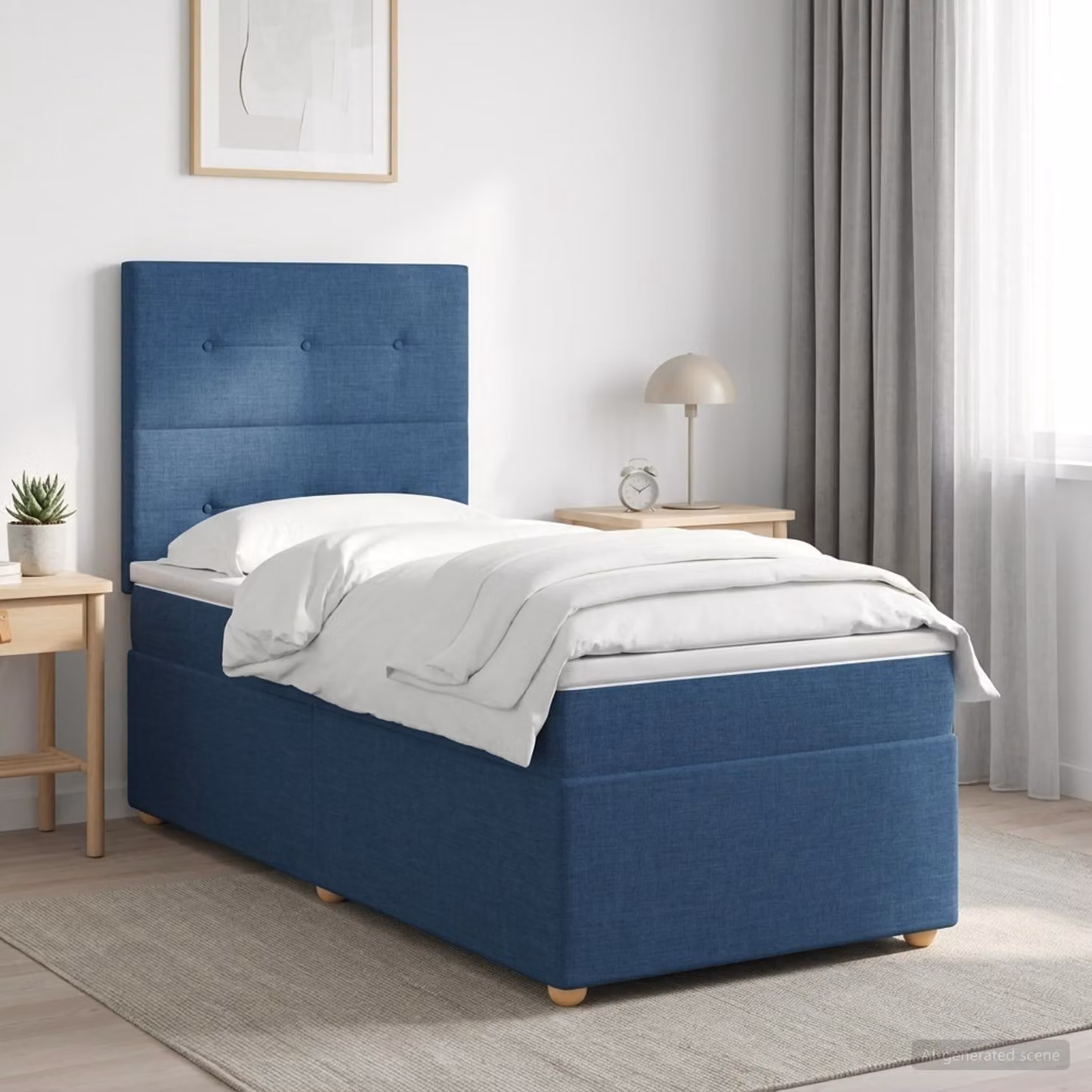 Maison Exclusive - Letto boxspring con materasso e testiera blu 100 x 200 cm Tessuto