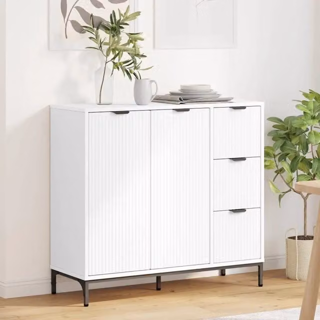 Credenza Buffet Design Mania Bianco Moderno in MDF L: 89.5 cm, P: 33 cm, H: 82 cm