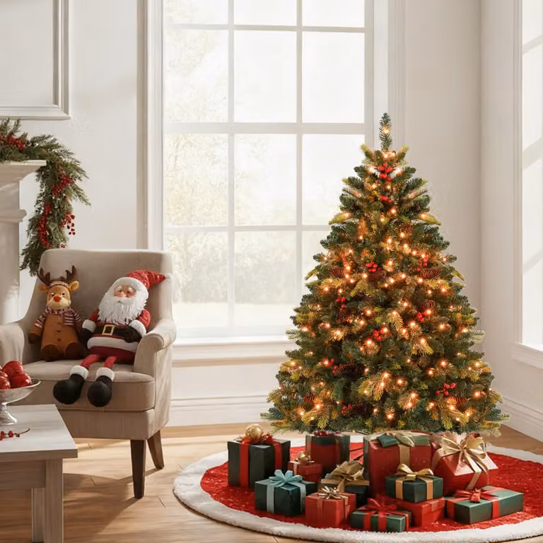 Albero di Natale artificiale Costway Verde con luci LED RGB multicolore, controllo remoto e gestione tramite App WiFi, Altezza: 150 cm