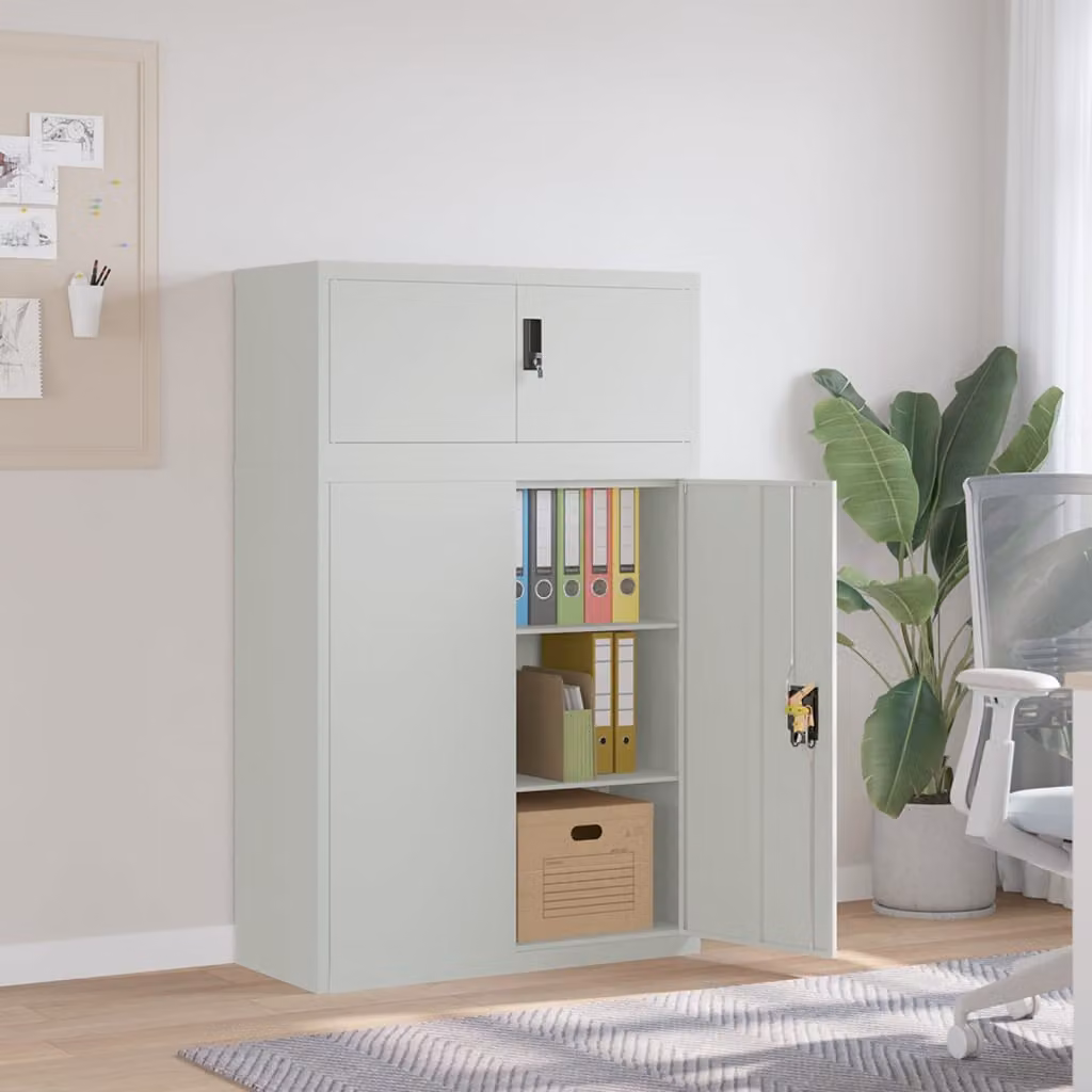 Armadio Classificatore vidaXL in Acciaio Grigio con Ripiani Regolabili e Serratura L/P/H: 90 x 40 x 145 cm