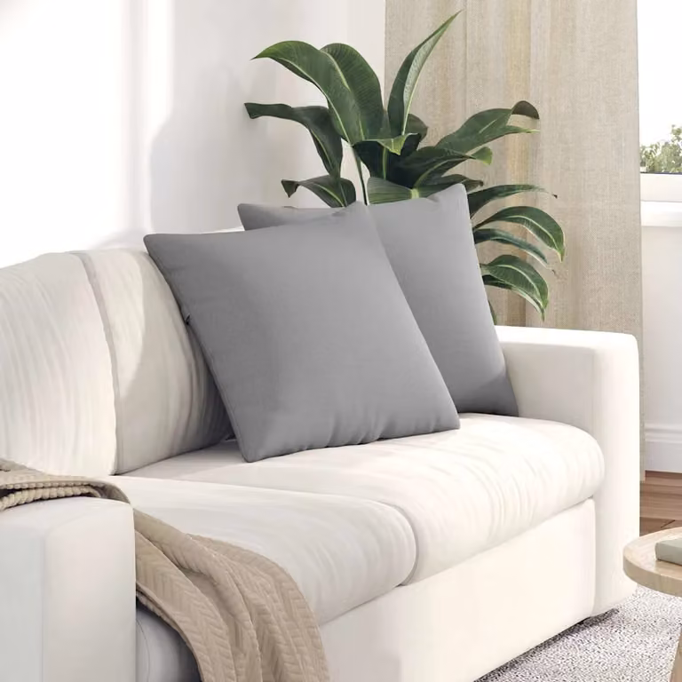 Set di 2 cuscini da divano vidaXL in tessuto grigio, forma quadrata, L 50 cm x P 50 cm x H 50 cm