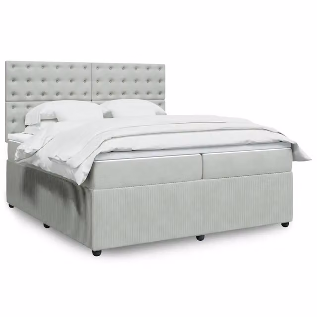 Letto Ibrido con Materasso in Velluto Grigio e Bianco vidaXL L/P: 200 x 200 cm