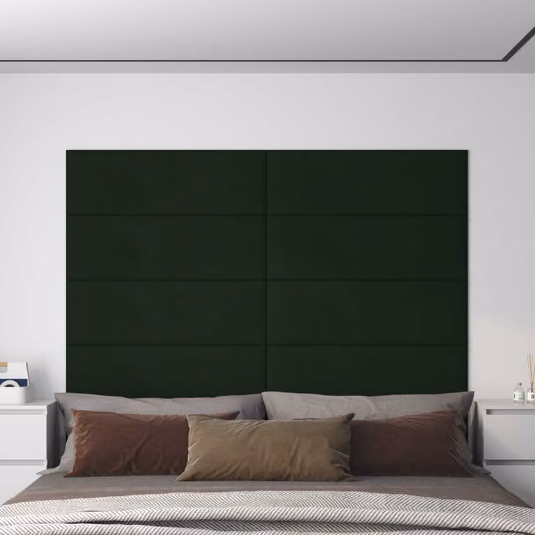 vidaXL Testiera da Parete Imbottita in Velluto Verde con 12 Pannelli Moderni