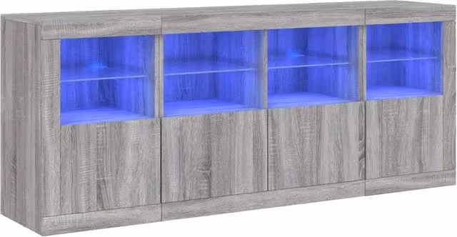 Credenza | Madia | Buffet da pranzo | Armadio da pranzo con Luci LED Grigio Sonoma 163x37x67 cm