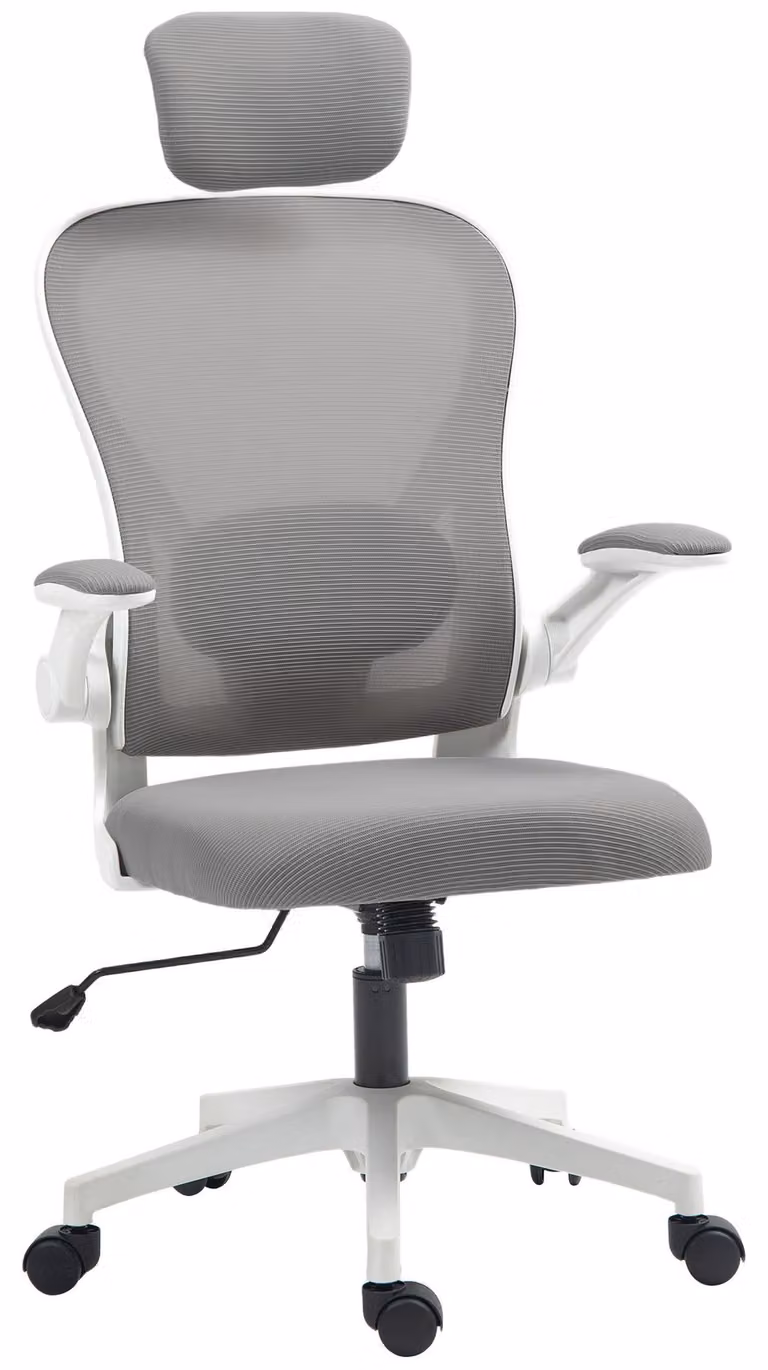 HOMCOM Sedia da ufficio Sedia da scrivania ergonomica con braccioli ribaltabili