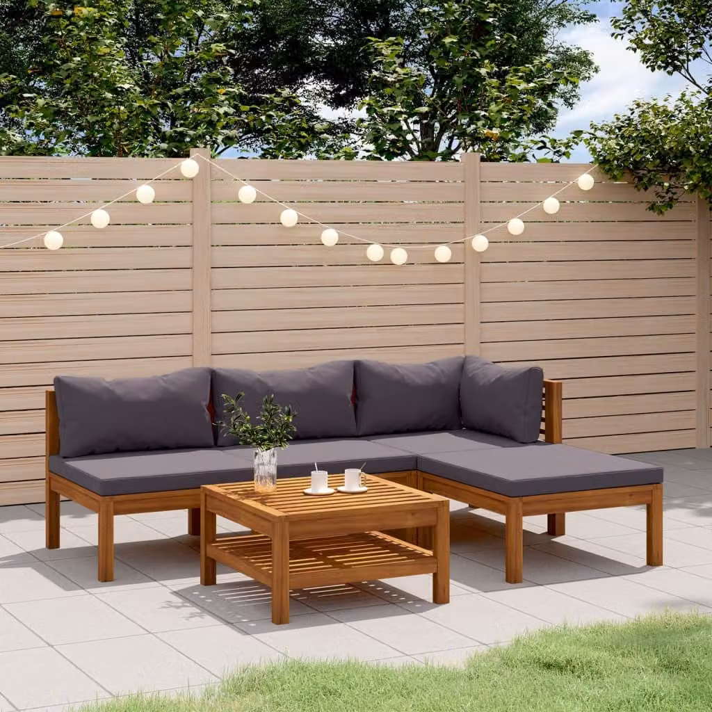 Maison Exclusive - Set da giardino da 5 pezzi con cuscini, in legno massello di acacia