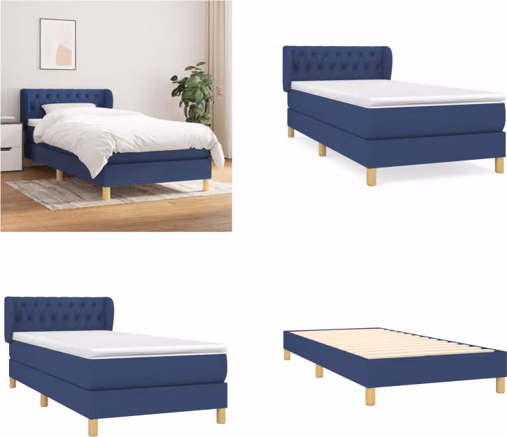 vidaXL Letto boxspring con materasso in tessuto blu 90x190 cm - Letto boxspring - Boxspringbetten - Bett - Schlafzimmermöbel