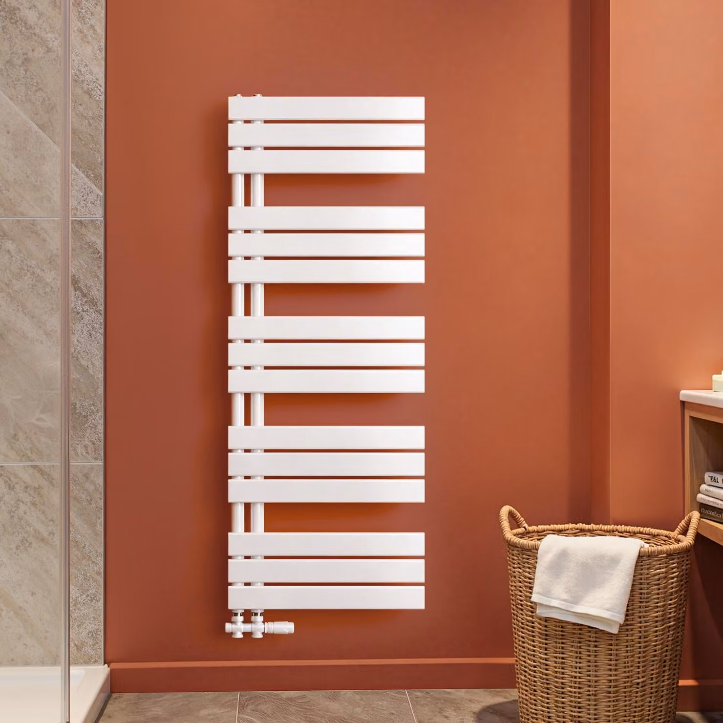 S'AFIELINA 1320x500mm Radiatore da bagno Radiatore per asciugamani Radiatore a pannello piatto per bagno Attacco laterale Bianco 661 Watt