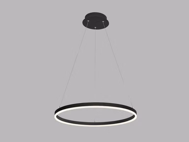 Lampadario LED dimmerabile CIRCLE P-Z CRI90, Variante: Ø 600 x 33 x 2500 mm, 42 W, 3000 K, nero, DALI