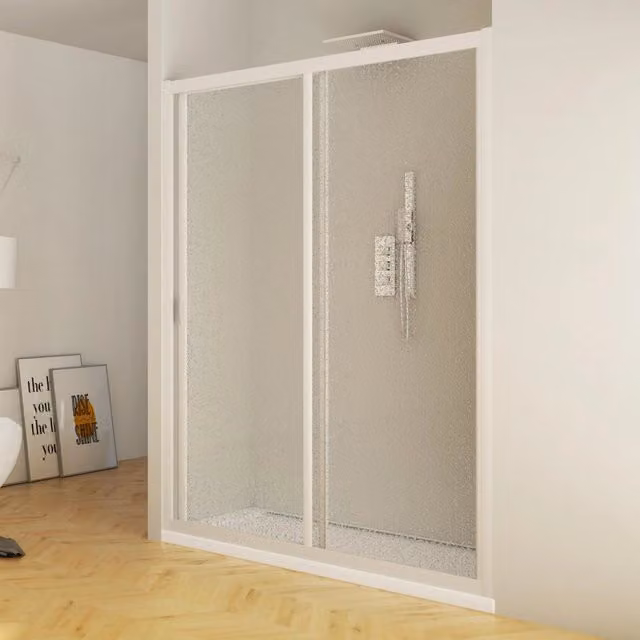 Porta Doccia 140 cm 1 Anta Scorrevole in Acrilico H185 cm Dorini Bianco