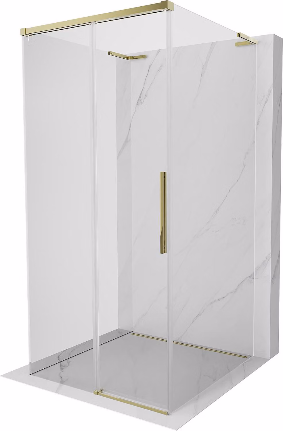 Mexen Rox-3S L cabina doccia a tre pareti scorrevole 110 x 110 cm, trasparente, oro - 8C2L-110-110-50-00-3S