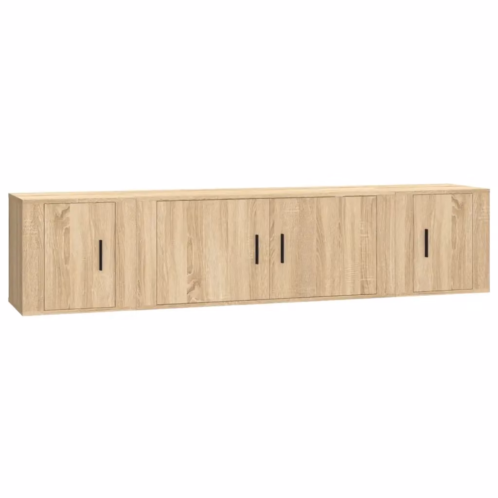 Set di mobili porta TV 3 pezzi in legno multistrato color rovere sonoma per soggiorno con design classico e finitura opaca – 2