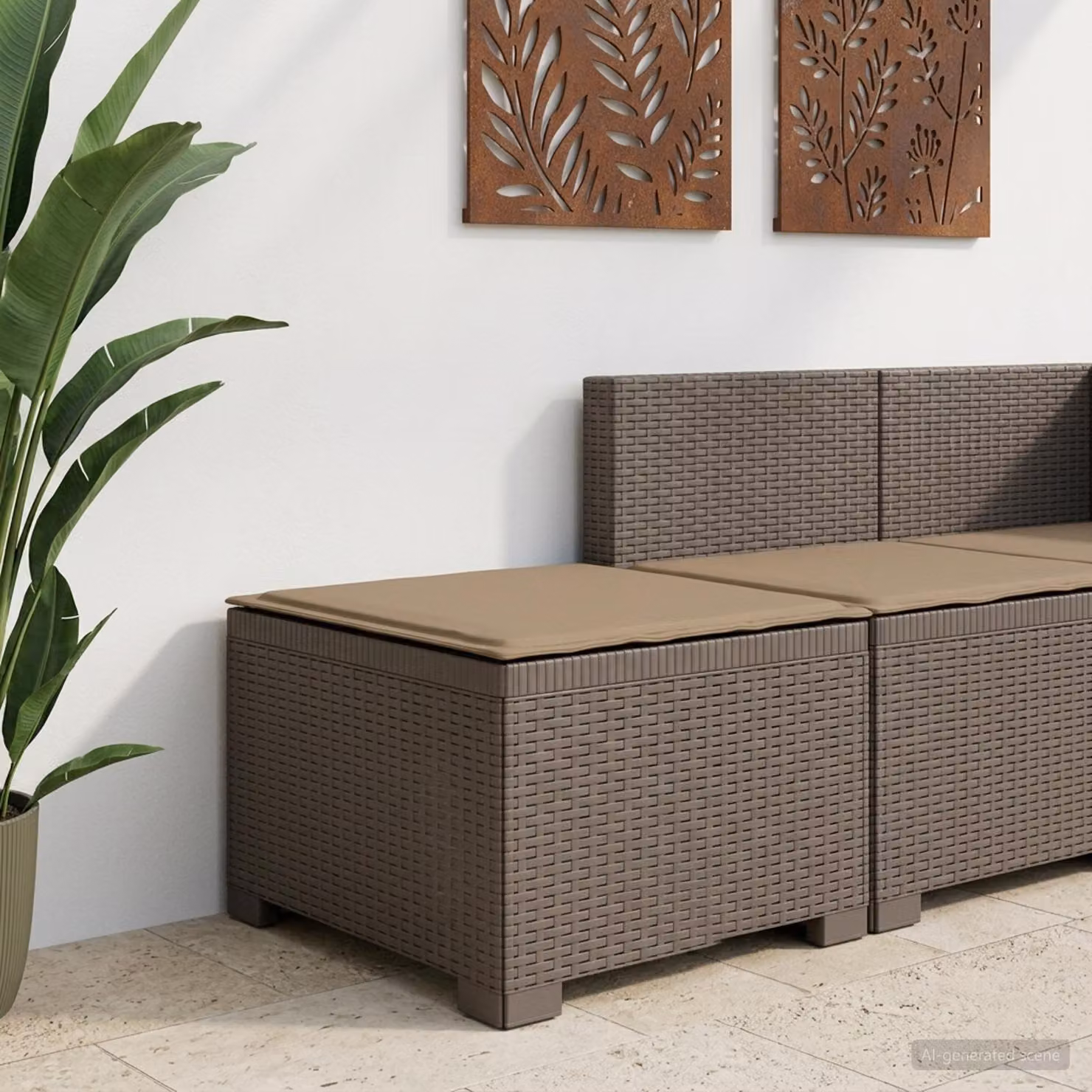 Divano da giardino singolo vidaXL con cuscino in aspetto rattan marrone e grigio