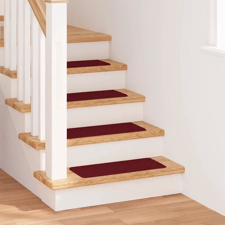 Set di 15 tappetini antiscivolo per scale vidaXL in polipropilene, colore rosso, L: 60 cm x P: 25 cm