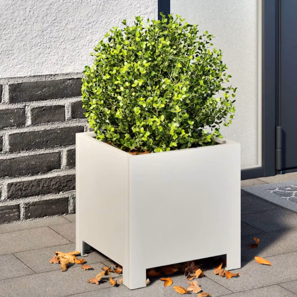 vidaXL Fioriera da Giardino in Acciaio Bianca L/P/H: 30 x 30 x 30 cm