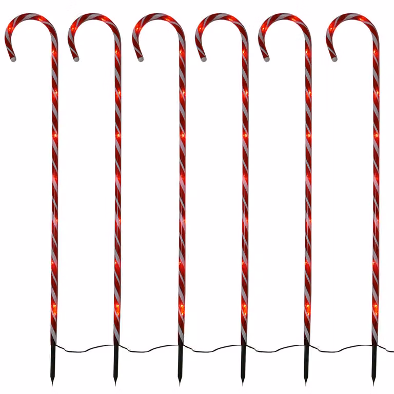 Set di 6 bastoncini di canna da zucchero 100 cm 10 LED ciascuno bastoncini da giardino rosso