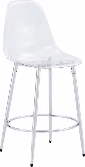 Set di 2 sgabelli da bar trasparenti H 102 cm metallo argento per isola cucina