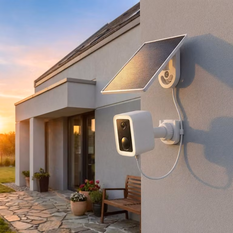 Telecamera di sorveglianza da esterno Wi-Fi a energia solare da 3 MP, telecamera wireless autonoma IP66 con faro, controllo tramite app, sensore PIR e citofono, colore bianco
