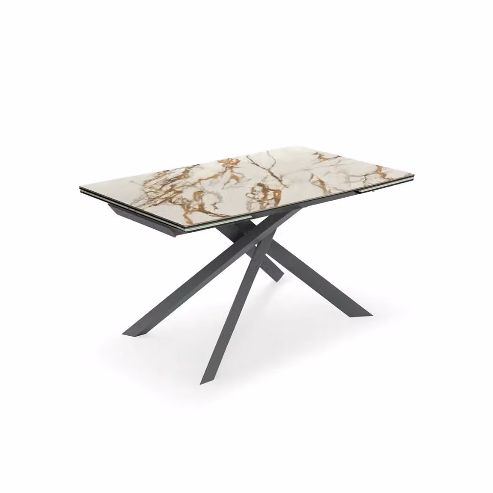 Tavolo da pranzo allungabile Axis Duzzle in ceramica e vetro effetto marmo, L/P/H: 160-240 x 90 x 76 cm, colori bianco e antracite – 2