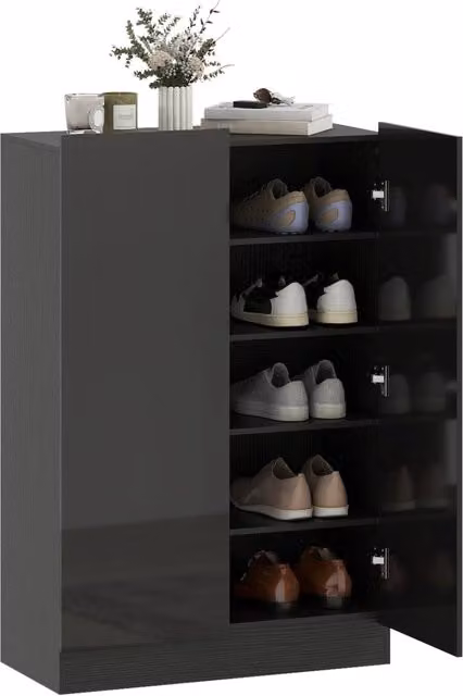 Mobile Scarpiera 20 Paia Armadio Portascarpe Lucido Nero 5 Ripiani Regolabili Salvaspazio per Casa 72x34,5x103cm