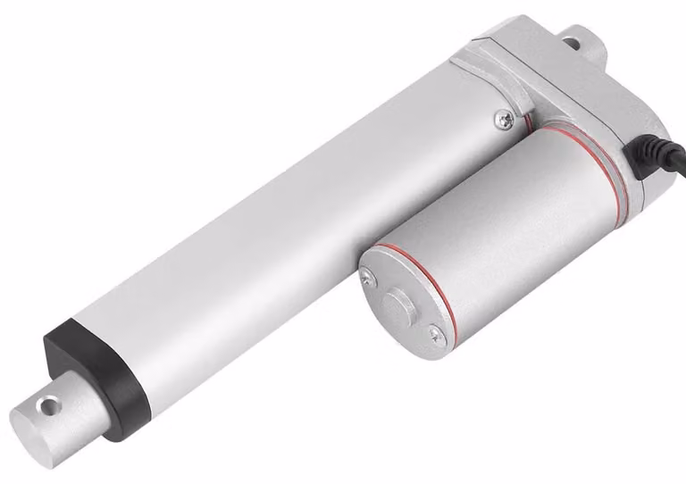 Attuatore lineare elettrico, corsa di 150 mm, forza di 750 N, alimentazione a corrente continua 24 V
