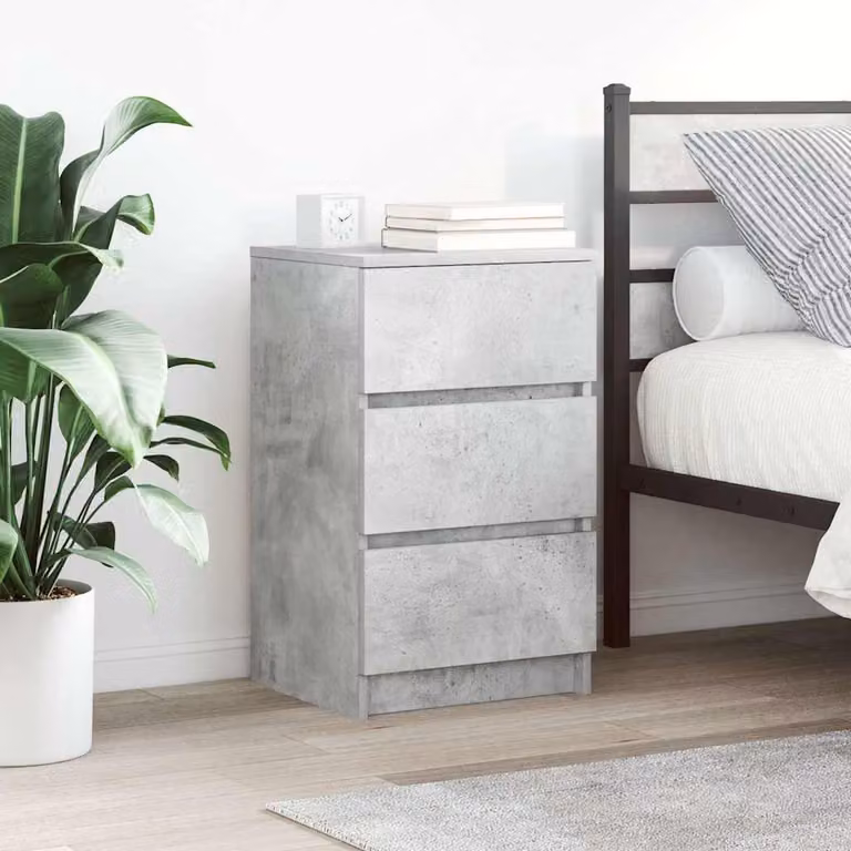 Comodino con 3 Cassetti vidaXL Grigio Cemento L: 39 cm, P: 35 cm, H: 65 cm