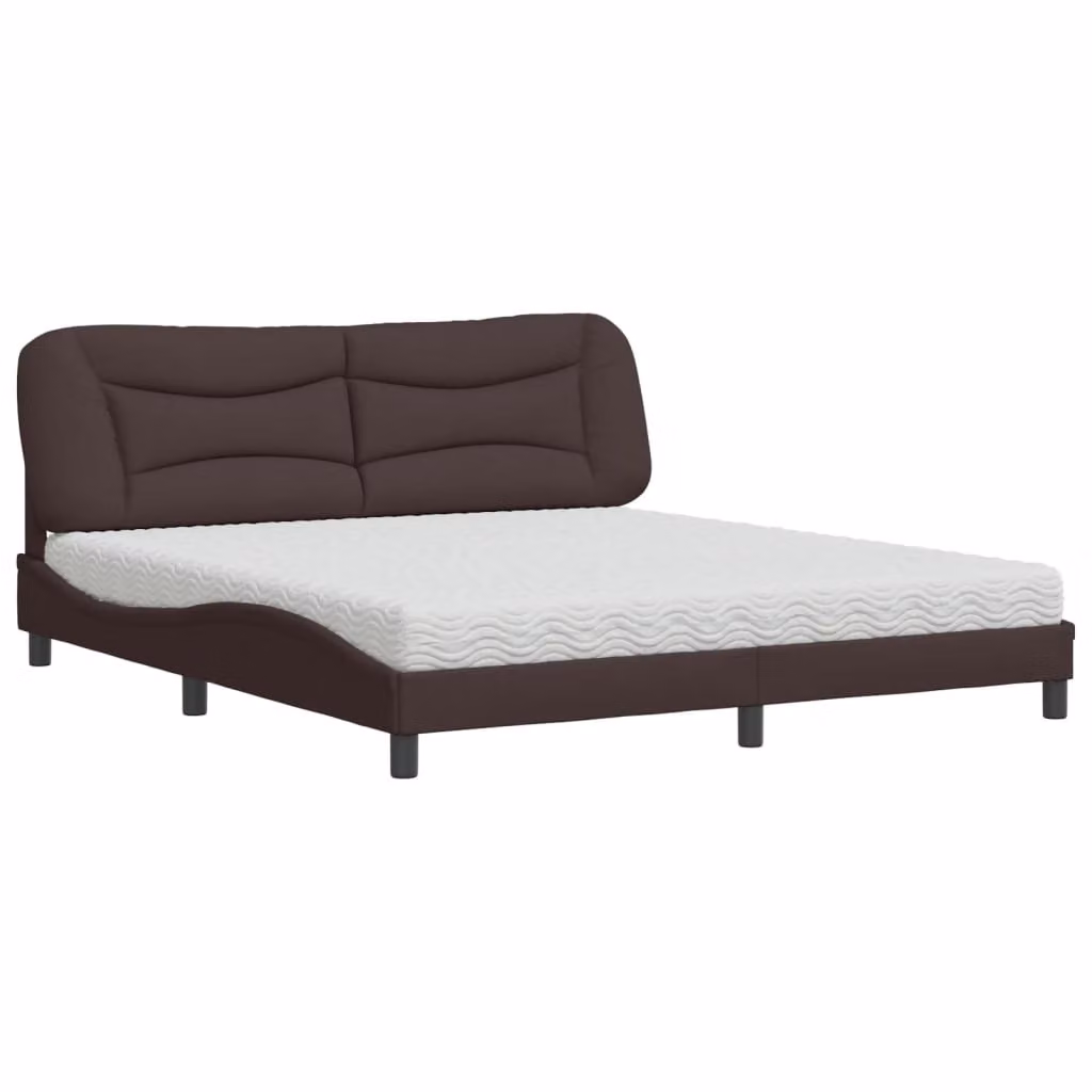 Letto con Materasso Hvar Marrone Scuro 180x200cm Tessuto