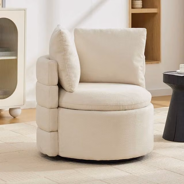 Poltrona Girevole con Vano Contenitore e Cuscino ¨C Xylo ¨C Avorio