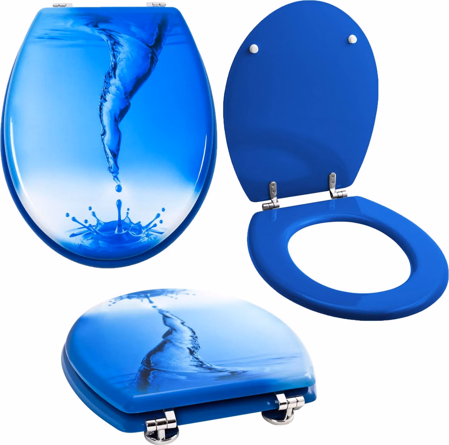 Copertura per WC Grafner® in MDF, motivo "Blue Whirl"