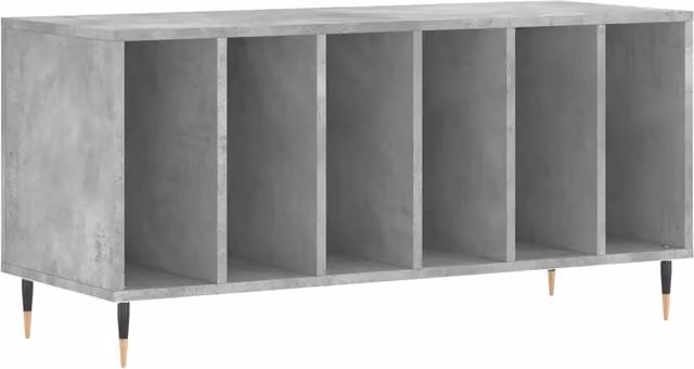 Mobile Porta Dischi Design in Stile Industrial Grigio Cemento in Legno Multistrato e Metallo L/P/H: 100 x 38 x 48 cm CFW1383022