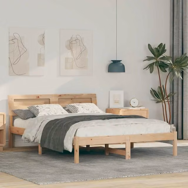 Letto in legno massello di pino vidaXL marrone L: 140,5 cm, P: 200 cm, H: 73 cm