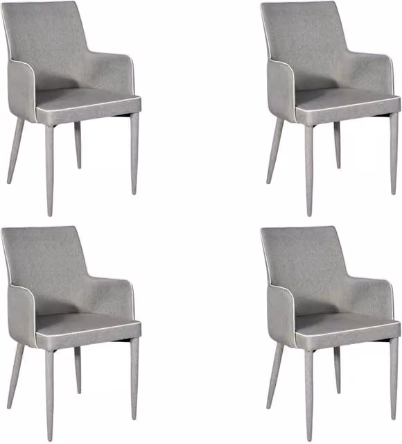 Set di 4 sedie in tessuto grigio con bordo bianco Mobili 2G L: 55 cm, P: 54 cm, H: 89 cm, HS: 49 cm – 2