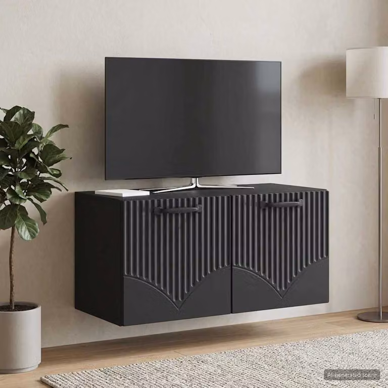 vidaXL Mobile Porta TV da Muro Moderno Nero L: 59,5 cm, P: 31 cm, H: 30 cm