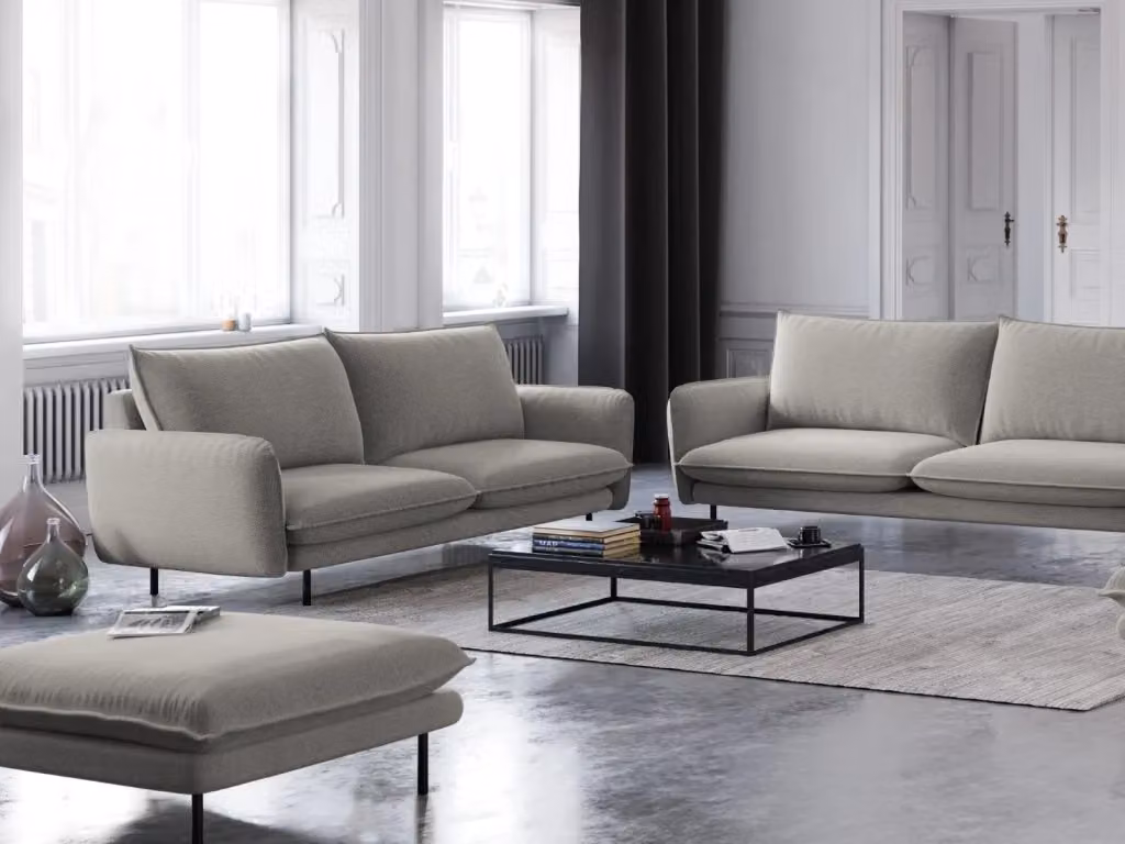 Divano 2 posti Vienna Cosmopolitan Design in tessuto strutturato grigio chiaro – 2