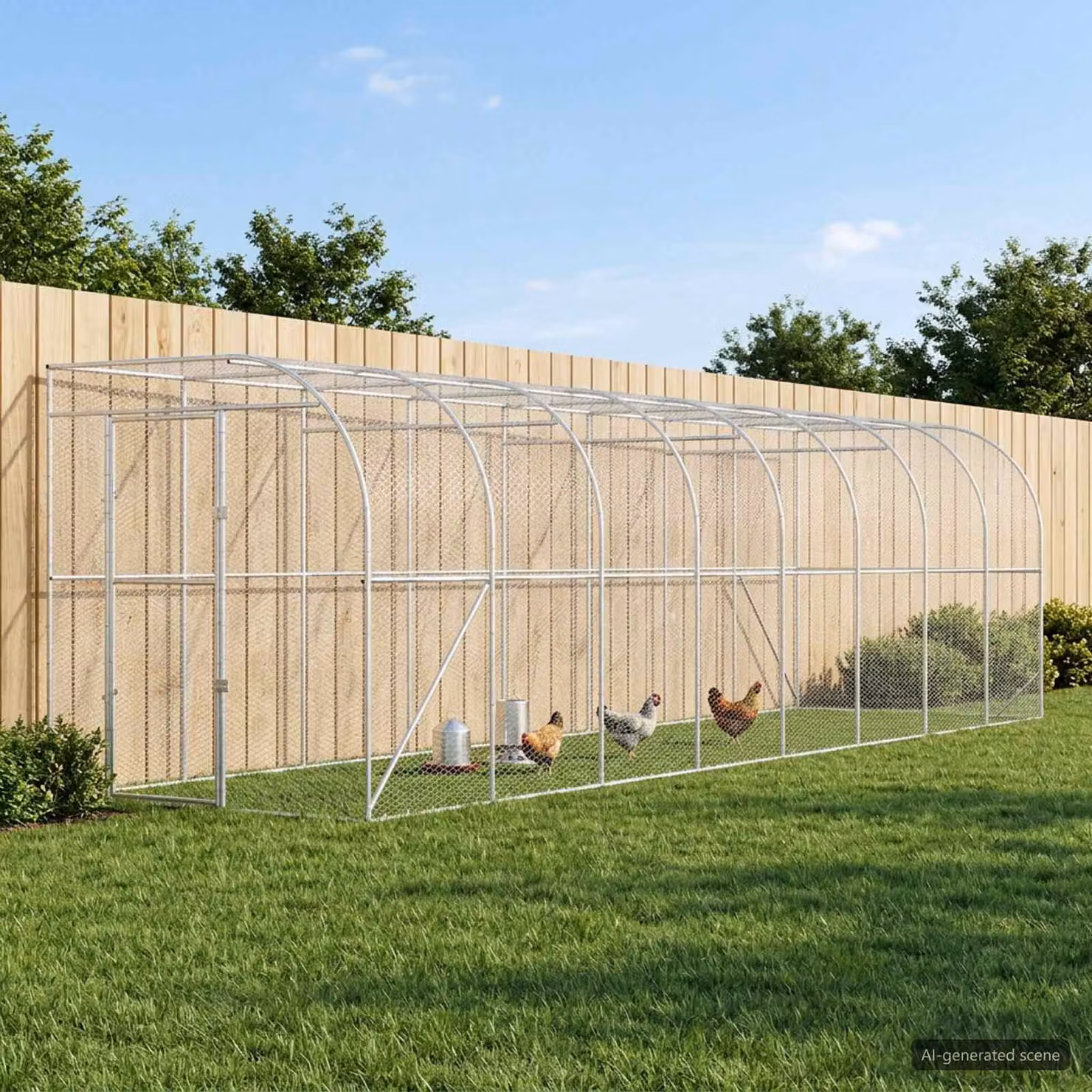 vidaXL Gabbia per Polli Contro il Muro Argento 600 x 150 x 215 cm