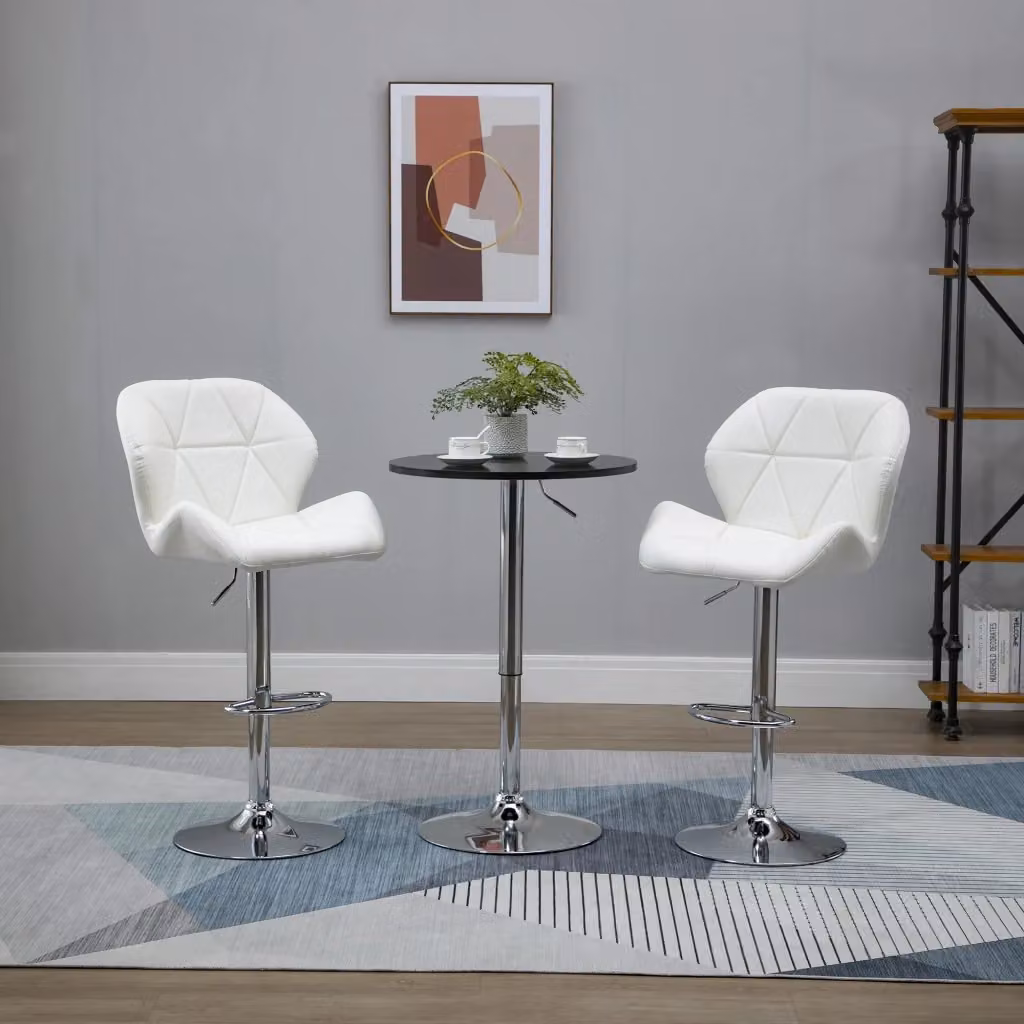 Set di 2 Sgabelli da Bar Moderni EasyComfort, Girevoli con Altezza Regolabile, Rivestimento in Similpelle Bianco – 2
