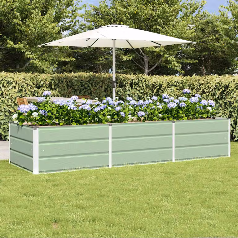 Fioriera verde vidaXL in acciaio e plastica L: 240 cm, P: 80 cm, H: 45 cm