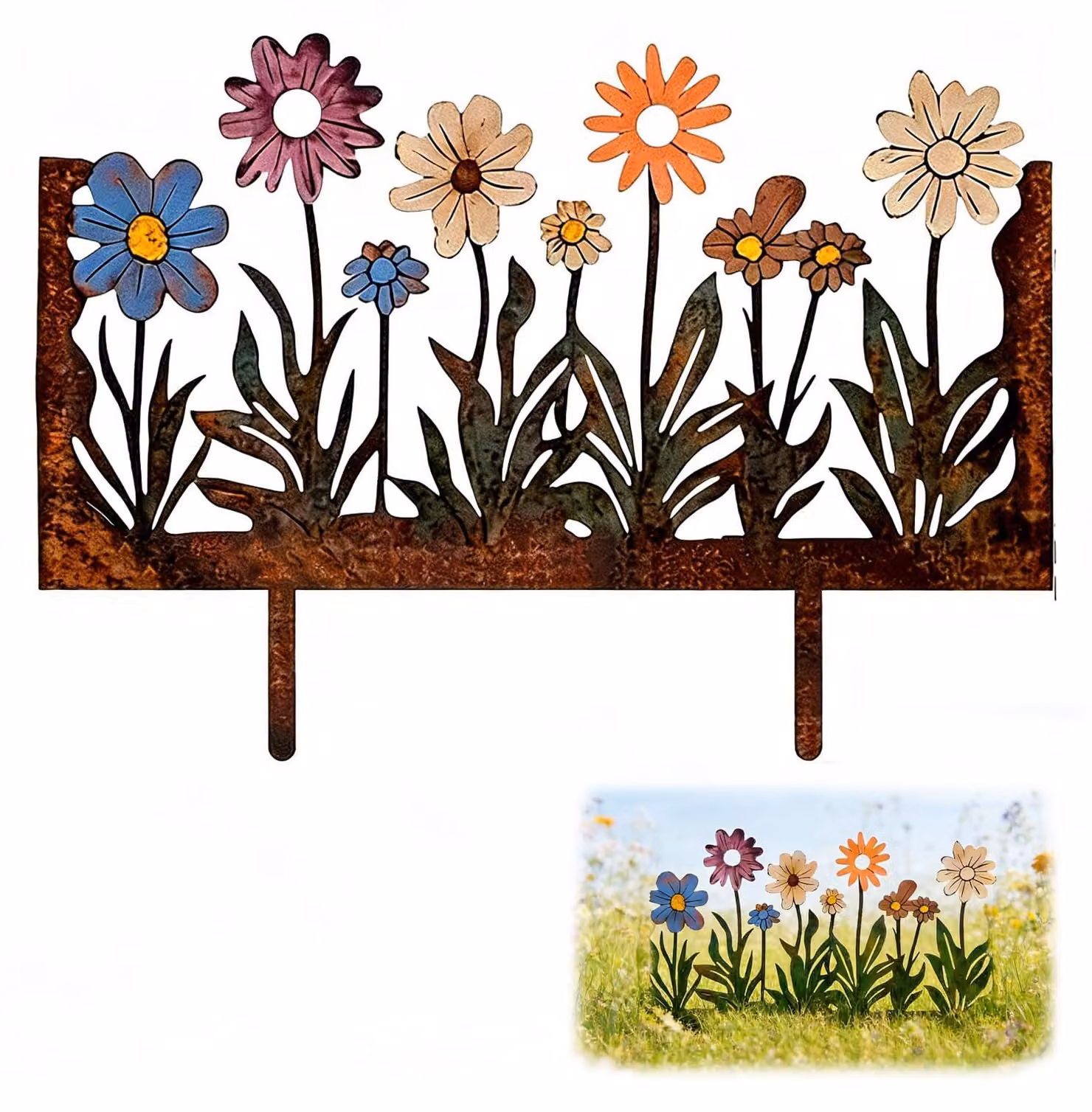 Spiedini decorativi a forma di fiore, in metallo, dimensioni 30x21,5 cm, per giardino e vasi