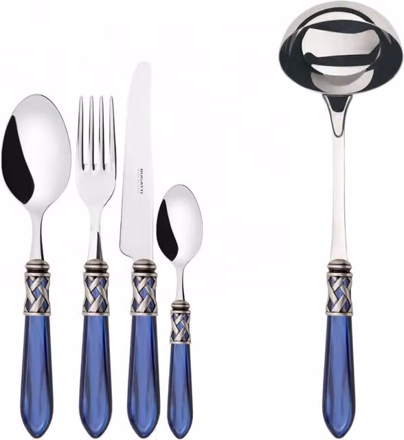 ALADDIN Ghiera Argento Anticato, Posate Set 49 Pz, Scatola Colore: Blu