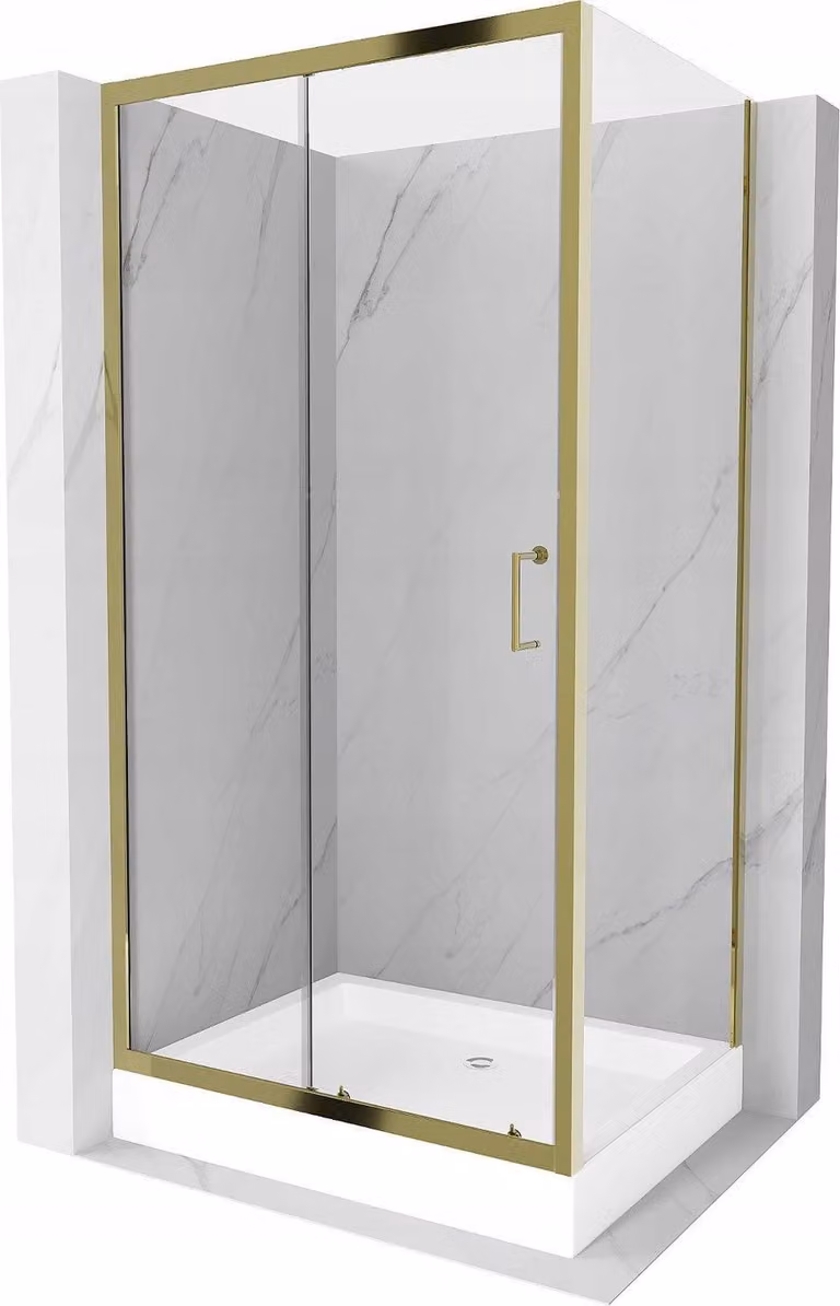 Mexen Apia cabina doccia scorrevole 120 x 80 cm, trasparente, oro + piatto doccia Rio - 840-120-080-50-00-4510