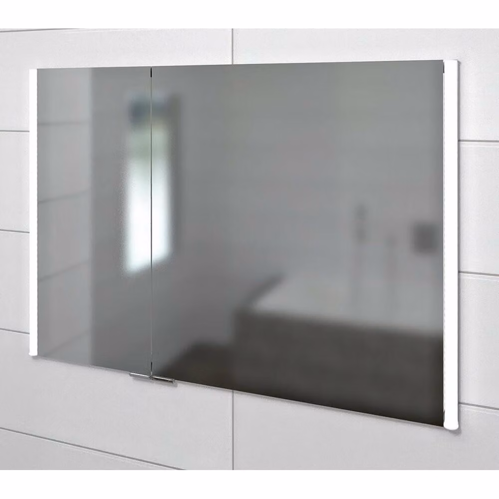 Sapho Integra - Armadio a specchio da incasso con illuminazione a LED, 855x700 mm, specchio/titanio IN085
