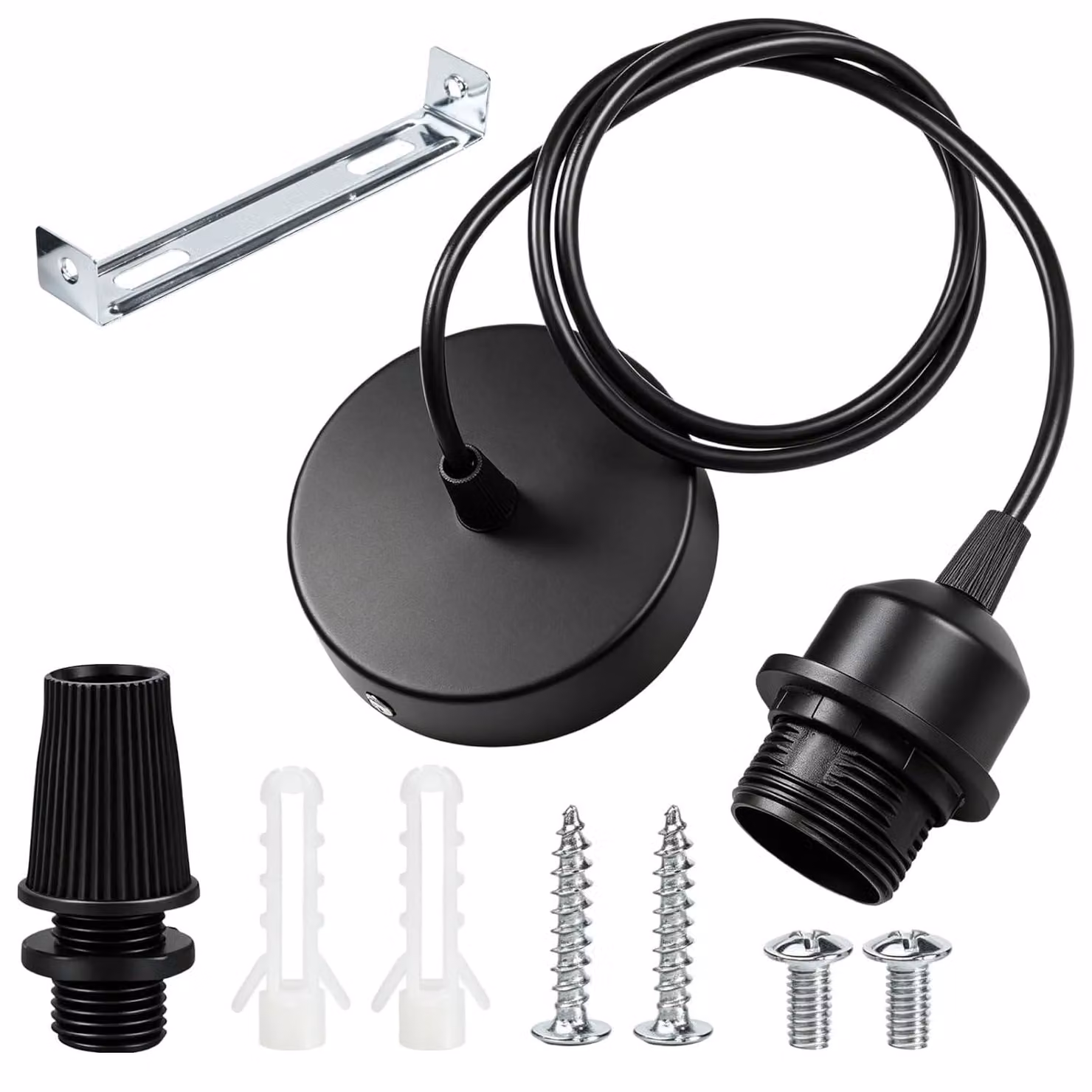 Lampada a soffitto con attacco E27, cavo regolabile di 100 cm, realizzata in metallo, ideale per soggiorno e cucina
