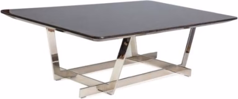 Tavolino Casa Padrino nero / argento 140 x 80 x h. 40 cm - Tavolo da soggiorno con piano in legno impiallacciato e struttura in acciaio inox cromato - Mobili da soggiorno