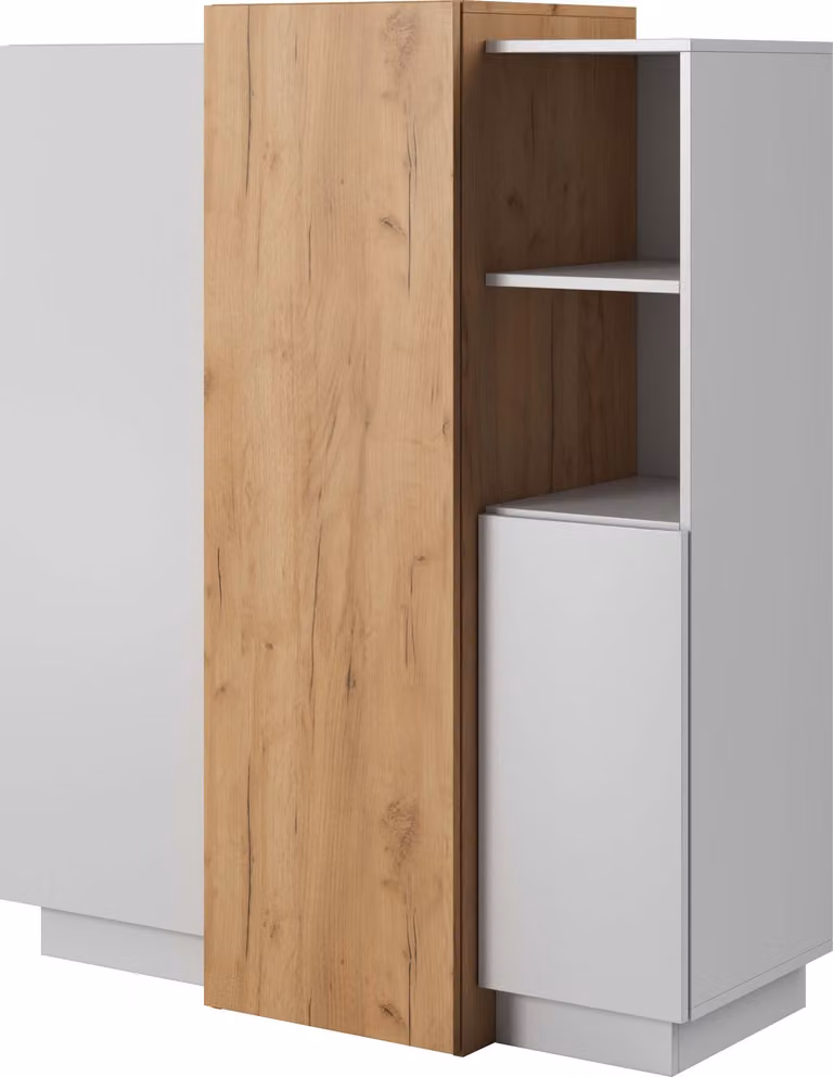 FURNLUX Credenza 3d Bianco e Beige 110cm / Colore principale: Beige / Dimensioni: 110 x 134 x 45 cm