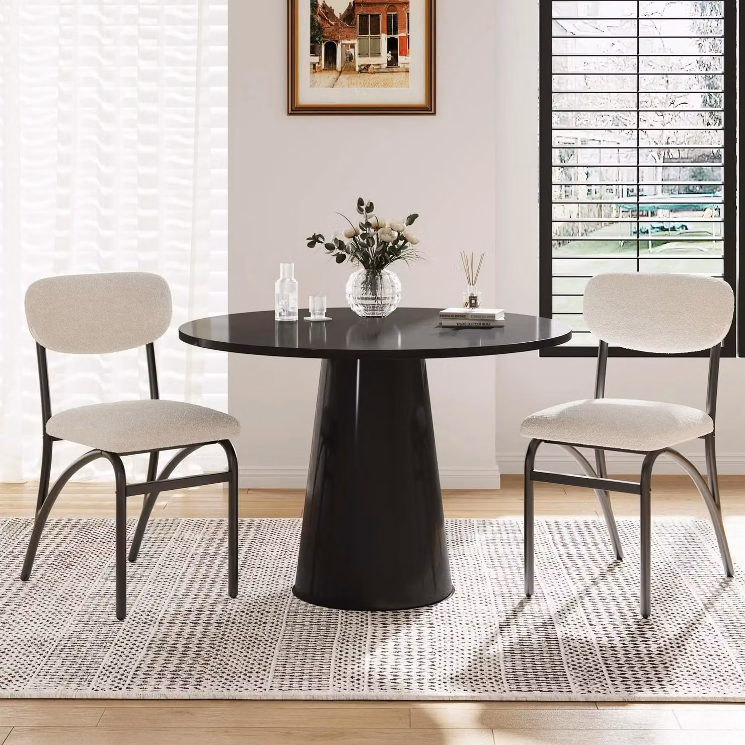 Set di 2 sedie da pranzo - Sedie imbottite per cucina - Gambe in metallo - Impilabili - Senza braccioli - Design moderno - Bianco