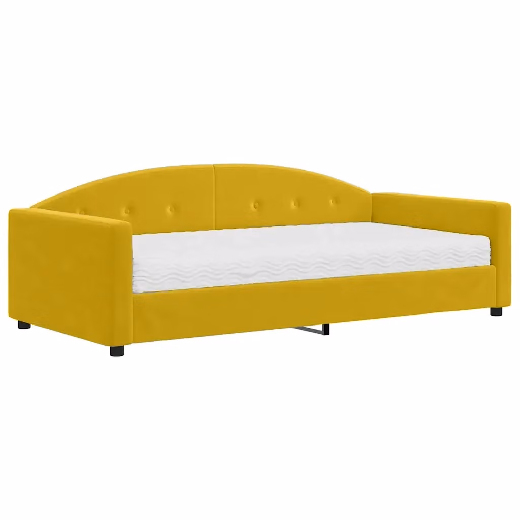 Divano Letto Moderno vidaXL in Velluto Giallo con Materasso in Schiuma L/P/H: 222 x 110 x 75 cm (Materasso 100 x 200 cm) – 2