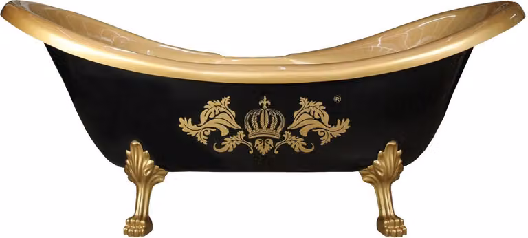 Pompöös by Casa Padrino Vasca da bagno Deluxe di Harald Glööckler nero/oro/oro 202 cm con piedi a forma di leone color oro