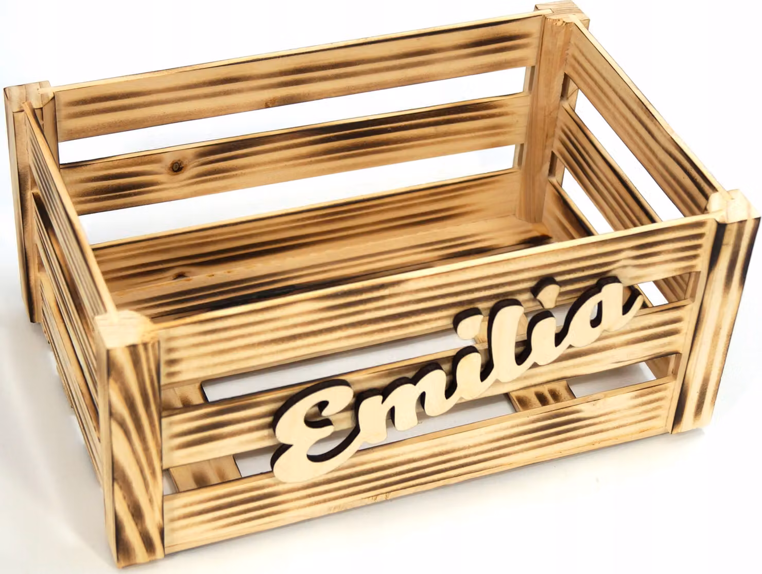 Cassa in legno bruciato con scritte - 22,5x14,5x12,5 cm - Cassa decorativa d'epoca - Cassa di legno per riporre gli oggetti