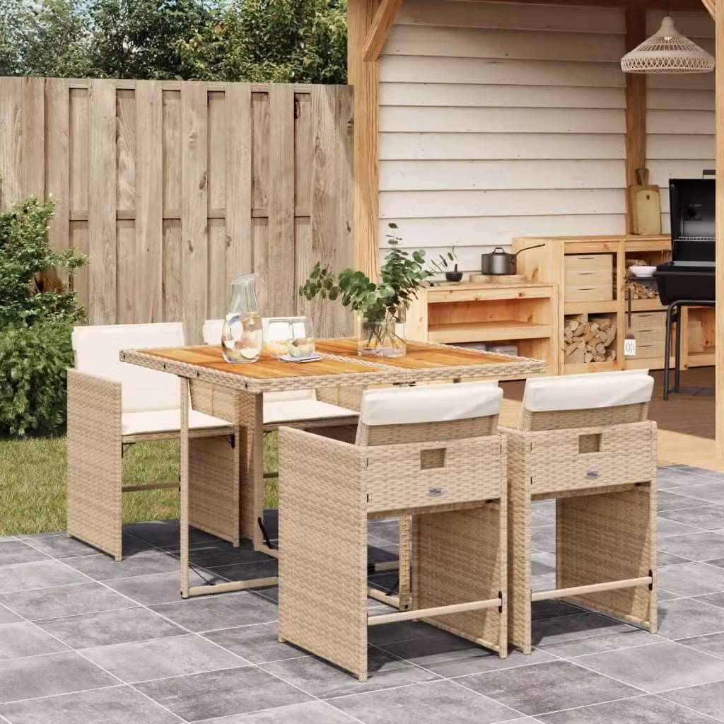 Maison Exclusive - Set da Pranzo da Giardino 5 pz con Cuscini Beige in Polyrattan