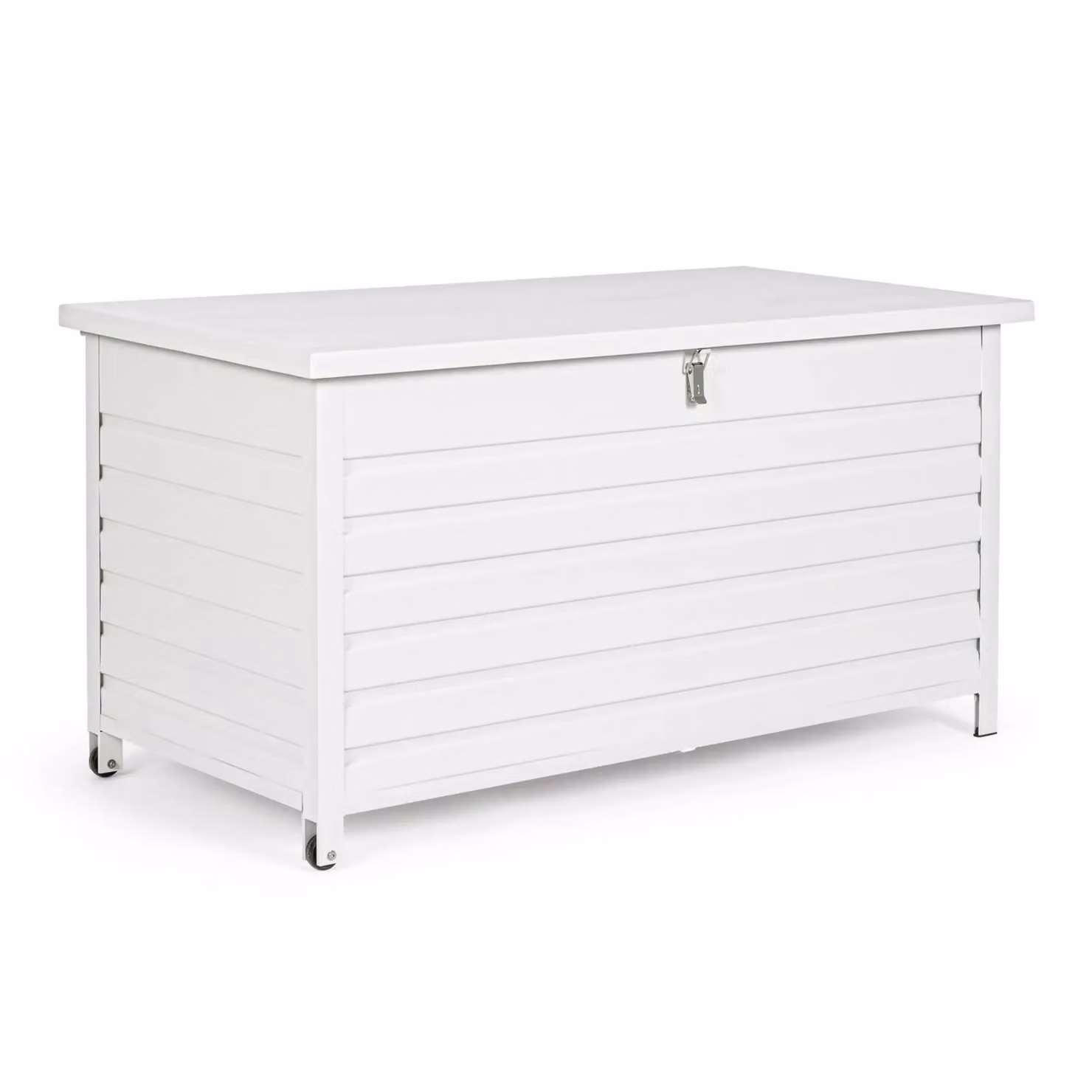 Baule da giardino BURGOS in alluminio bianco con ruote 155x97x83